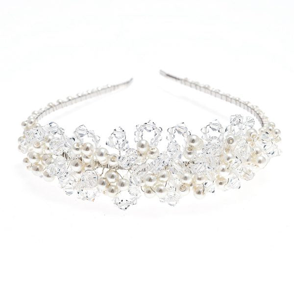 Handmade tiara mixed with fine pearls and Swarovski crystals