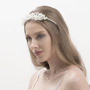 Handmade tiara with Swarovski stones and pearl details