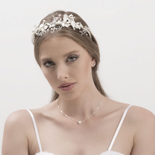 Handmade tiara with dazzling Swarovski and pearl detail