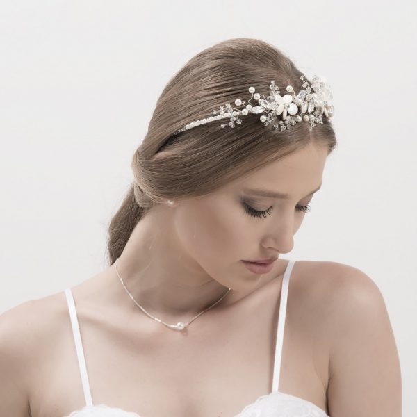 Handmade tiara with dazzling Swarovski and pearl detail